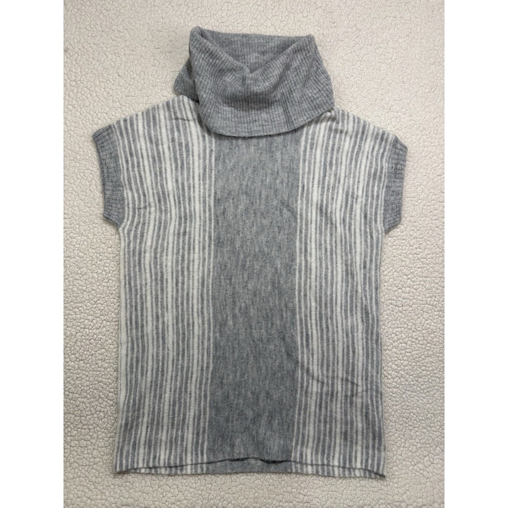 NWT The Limited Grey Stripe Knit Cowl Neck Sweater Top XS Short Sleeve Shell